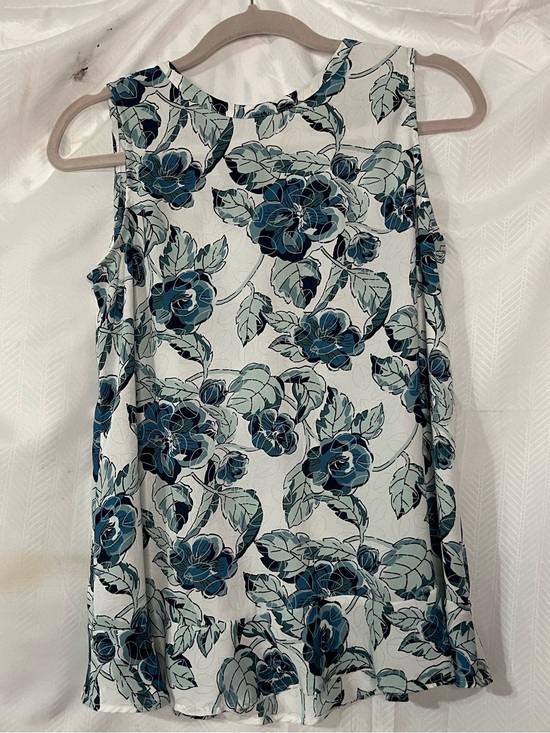 LOFT Tops - LOFT Women’s Floral Sleeveless A-Line Summer top Teal and White M
